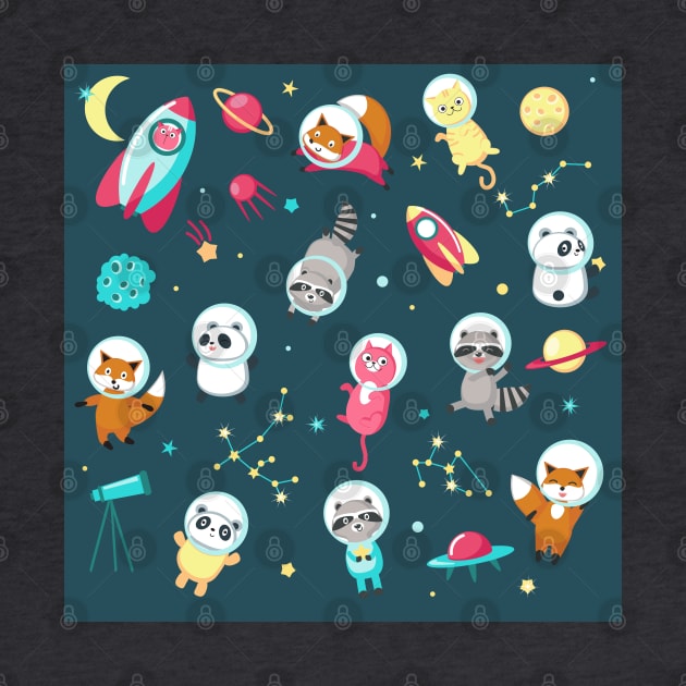 Woodland Animals in Space by funhousejen